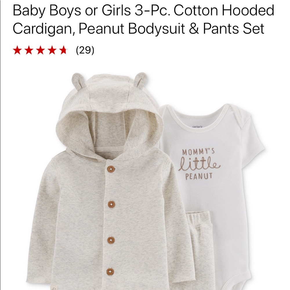 CARTER’S Baby Boys OR Girls 3-pc Hoodie set 9mos